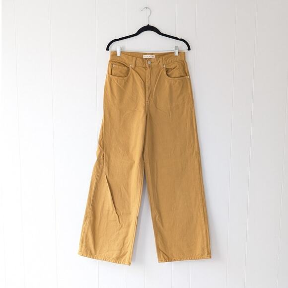 Marni Uniqlo Yellow Denim Baggy High Waist Wide Leg Logo Jeans, size 26x31 - Picture 1 of 11